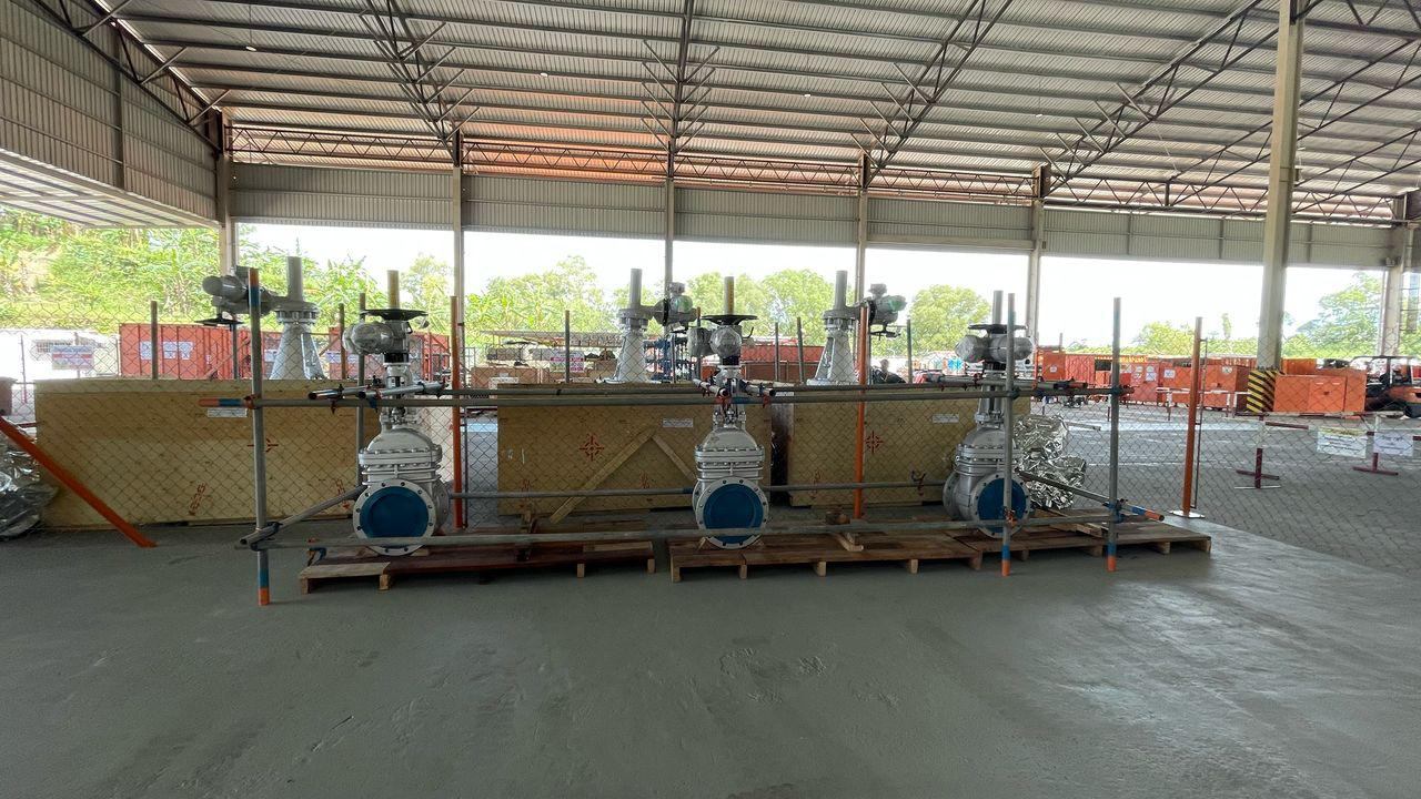 Supplied valves staged in a warehouse