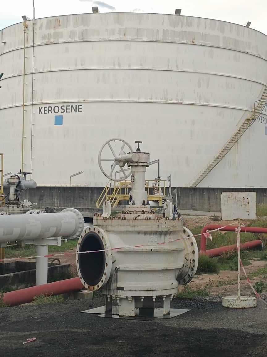 Valve installed at a tank farm